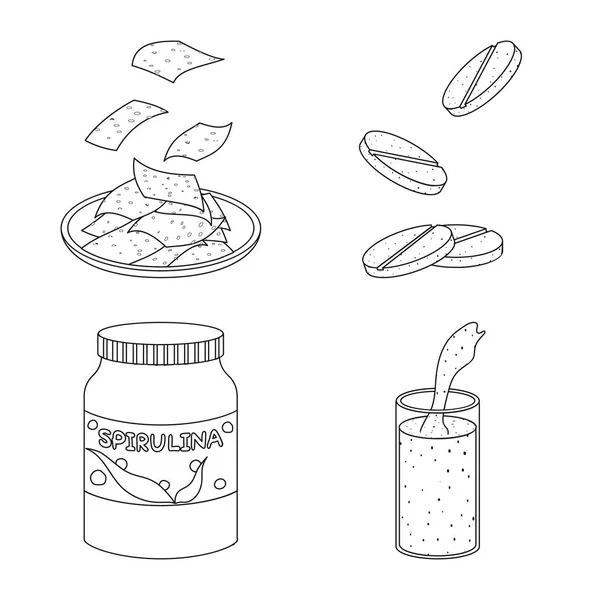 Ilustração vetorial de comida e símbolo vegan. Coleção de alimentos e plantas daninhas ilustração vetorial . —  Vetores de Stock