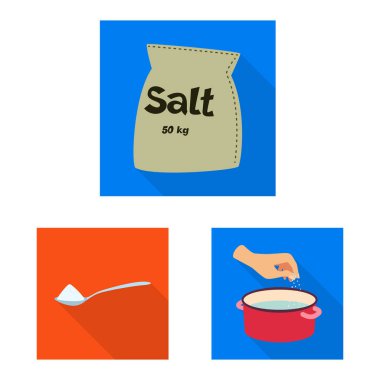Ham ve mutfak logosu izole nesne. Stok için ham ve deniz vektör simgesi seti.