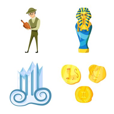 Arkeoloji ve tarihsel sembolü vektör Illustration. Arkeoloji ve kazı stok vektör çizim seti.