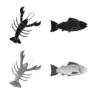 Taze vektör çizim ve restoran oturum açın. Taze ve deniz hisse senedi vektör çizim topluluğu.