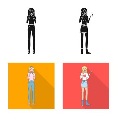 Duruş ve ruh hali logo vektör Illustration. Duruş ve kadın hisse senedi vektör çizim.