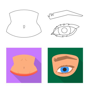 Vücut ve bölümü logo vektör tasarımı. Web için vücut ve anatomi hisse senedi simgesi kümesi.