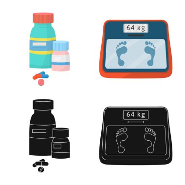 Diyet ve tedavi simgesi yalıtılmış nesne. Hisse senedi için diyet ve tıp vektör simge topluluğu.