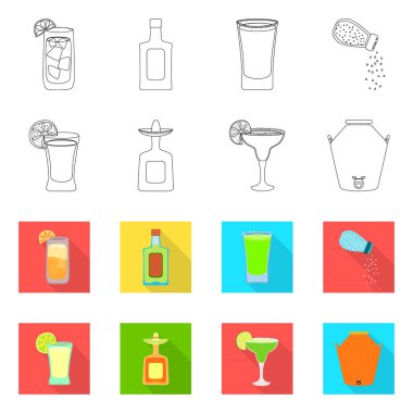 Kafe ve Latin simge vektör tasarımı. Kafe ve hisse senedi için ulusal vektör ikon koleksiyonu.