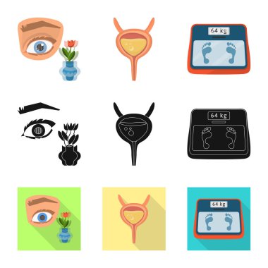 Diyet ve tedavi sembolü yalıtılmış nesne. Hisse senedi için diyet ve tıp vektör simge kümesi.