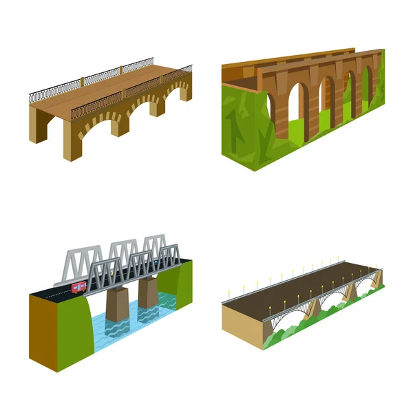 Ilustração vetorial de ponte e ícone de arquitetura. Coleção de trabalhos de ponte e ilustração do vetor de estoque de estrutura . —  Vetores de Stock