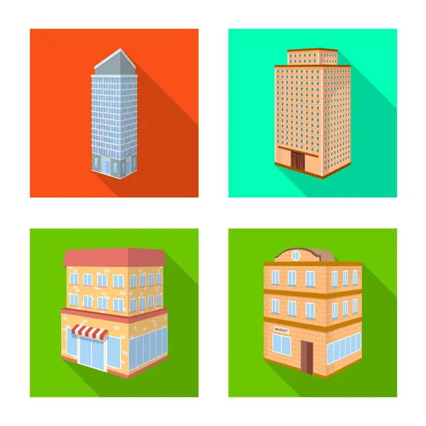 Εικονογράφηση φορέα κατασκευής και κτίριο σύμβολο. Σύνολο των κατασκευών και ακινήτων σύμβολο μετοχής για το web. — Διανυσματικό Αρχείο