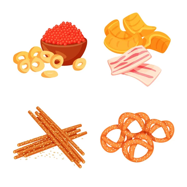 Isolierte Objekt von Lebensmitteln und Produkt-Logo. Sammlung von Lebensmitteln und Party-Vektor-Illustration. — Stockvektor