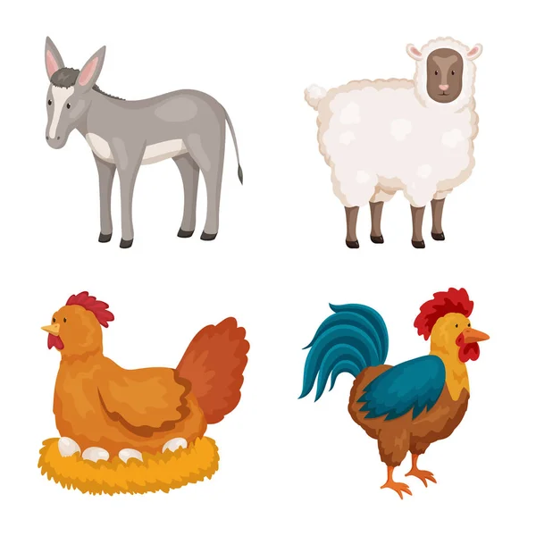 Vektor-Design von Bauernhof und Lebensmittel-Logo. Set von landwirtschaftlichen und landwirtschaftlichen Bestandsvektoren Illustration. — Stockvektor