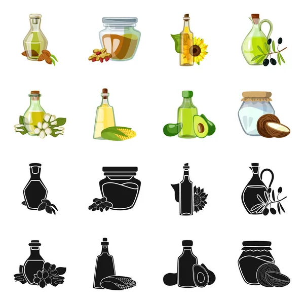 Ilustración vectorial de signo saludable y vegetal. Conjunto de símbolo de stock saludable y agrícola para web . — Vector de stock