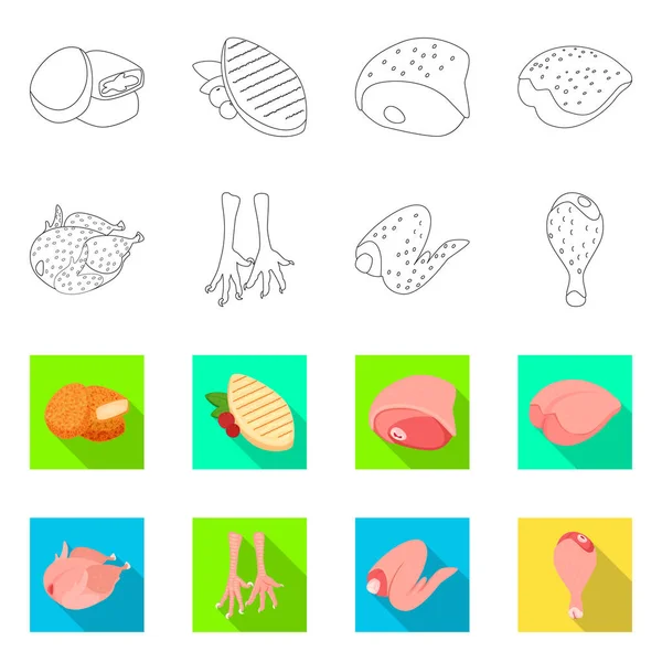 Conception vectorielle du produit et signe de la volaille. Collection de produits et icône vectorielle de l'agriculture pour le stock . — Image vectorielle