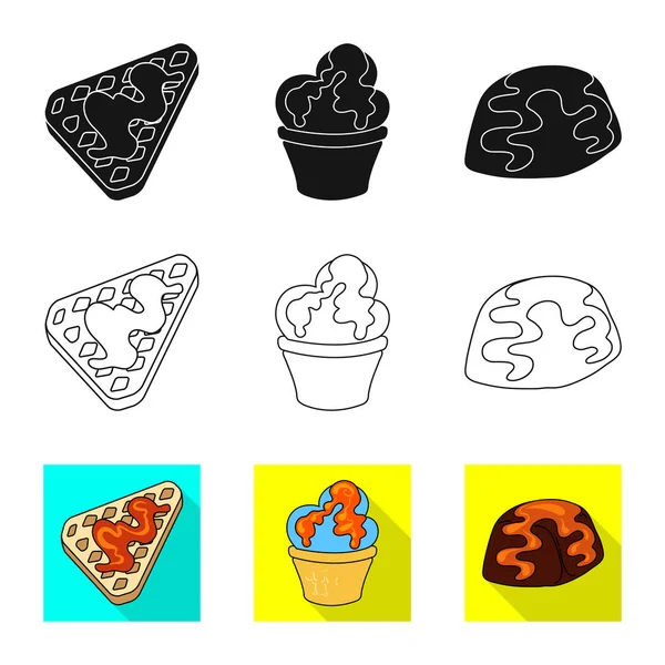 Vector εικονογράφηση ζαχαροπλαστικής και μαγειρικής σύμβολο. Συλλογή ζαχαροπλαστικής και εικονίδιο διάνυσμα του προϊόντος για το απόθεμα. — Διανυσματικό Αρχείο