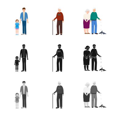 Karakter ve avatar logo vektör Illustration. Hisse senedi için karakter ve portre vektör simge topluluğu.