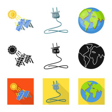 Yenilik ve teknoloji simge vektör tasarımı. Yenilik ve doğa vektör simgesini hissenin koleksiyonu.