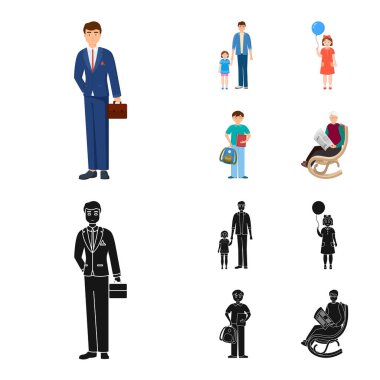 Karakter ve avatar sembolü yalıtılmış nesne. Karakter ve portre hisse senedi vektör çizim topluluğu.