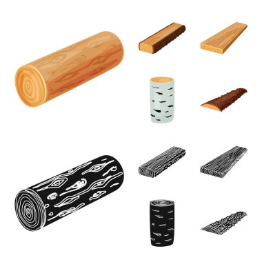 Ağaç ve ham logo vektör tasarımı. Ağaç ve inşaat hisse senedi vektör çizim seti.