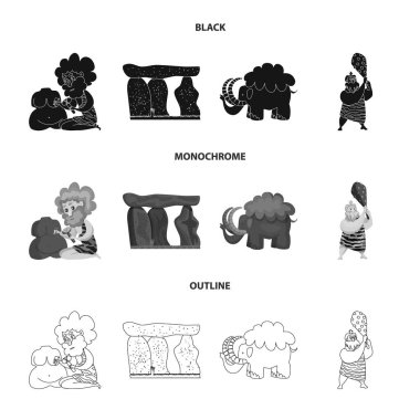 Evrim ve tarih öncesi simge vektör Illustration. Evrim ve geliştirme vektör simgesini hissenin topluluğu.