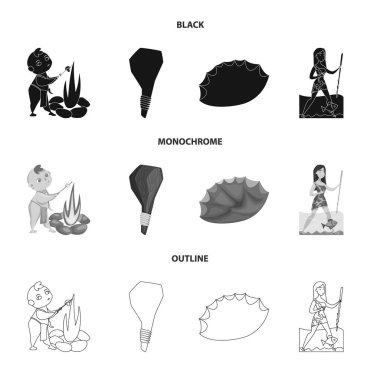 Evrim ve tarih öncesi simgesi yalıtılmış nesne. Hisse senedi için evrim ve geliştirme vektör simge kümesi.