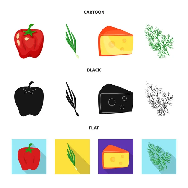 Векторні ілюстрації смаку та логотипу продукту. Набір смаку та кухонного запасу Векторні ілюстрації . — стоковий вектор