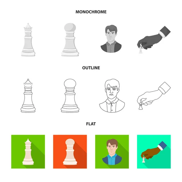 Vector ontwerp van schaakmat en dunne symbool. Set schaakmat en doel voorraad vectorillustratie. — Stockvector