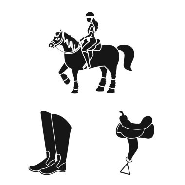 Spor ve rekabet simge vektör Illustration. Spor ve hisse senedi için Binicilik vektör simge kümesi.