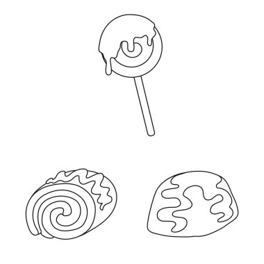 Tatlı ve ürün simgesini yalıtılmış nesne. Tatlı ve karamel hisse senedi vektör çizim topluluğu.