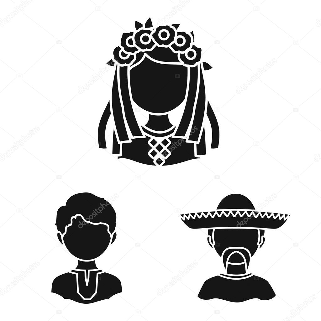 Isolated object of person and culture icon. Collection of person and race stock vector illustration.