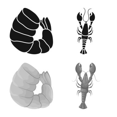 Meze ve okyanus simgesi yalıtılmış nesne. Meze ve incelik hisse senedi vektör çizim seti.