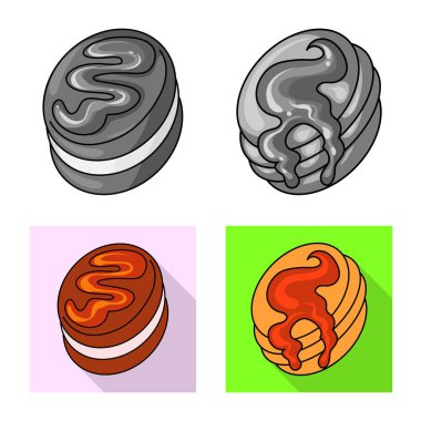 Şekerlemeler ve mutfak simge vektör tasarımı. Şekerlemeler ve hisse senedi için ürün vektör simge koleksiyonu.