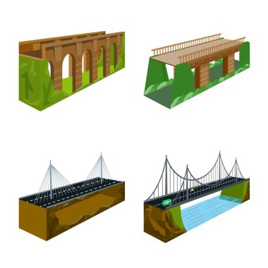 Köprüişi ve mimari işareti vektör Illustration. Web için köprüişi ve yapı stok sembolü koleksiyonu.