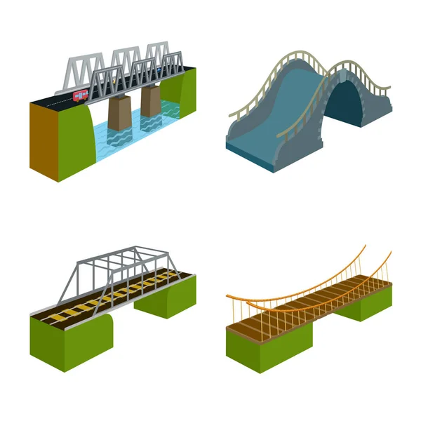 Ilustracja wektorowa Bridgework i logo architektury. Kolekcja symboli przyczołowych i struktur dla stron internetowych. — Wektor stockowy