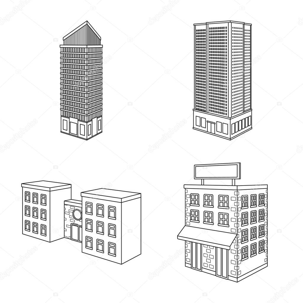 Vector design of home and apartment icon. Collection of home and modern stock vector illustration.