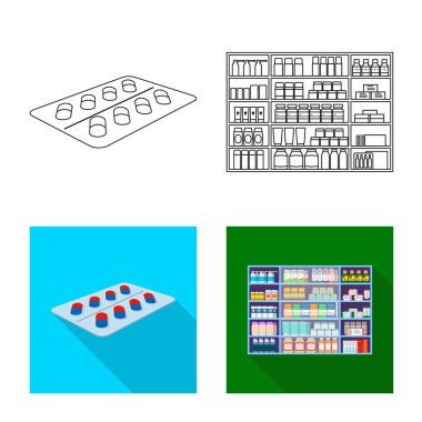 Perakende ve sağlık logo yalıtılmış nesne. Perakende ve sağlık hisse senedi vektör çizim topluluğu.