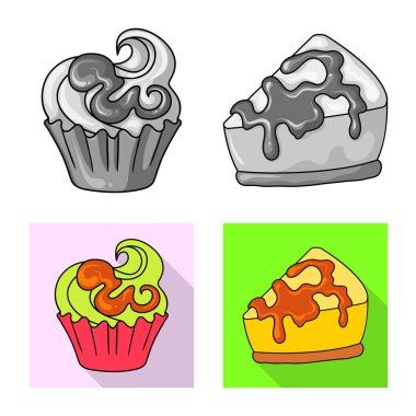 Şekerleme ve mutfak sembolü yalıtılmış nesne. Şekerlemeler ve hisse senedi için ürün vektör simge kümesi.