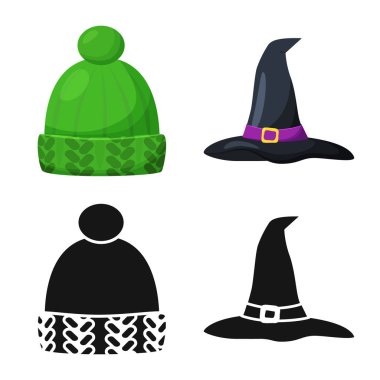 Giyim ve kap simgesi yalıtılmış nesne. Giyim ve bere hisse senedi vektör çizim.