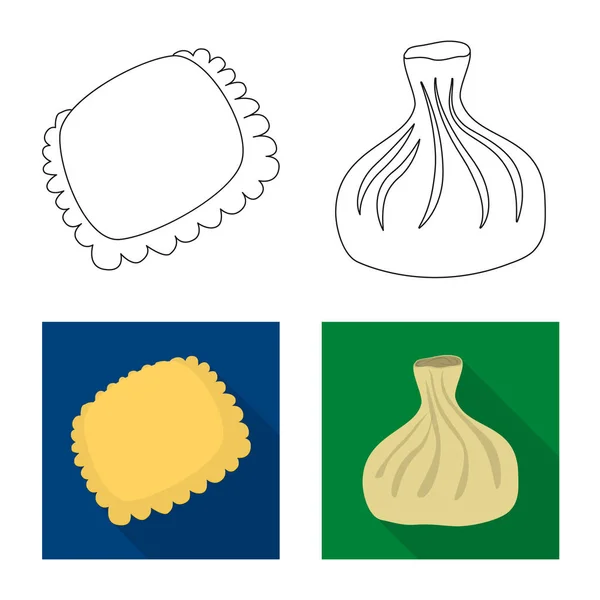 Vector design of products and cooking icon. Set of products and appetizer stock vector illustration. — Stock Vector