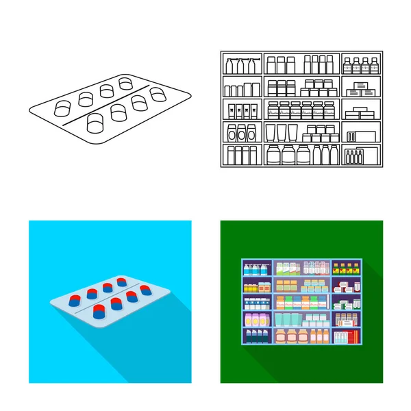 Perakende ve sağlık logo yalıtılmış nesne. Perakende ve sağlık hisse senedi vektör çizim topluluğu.