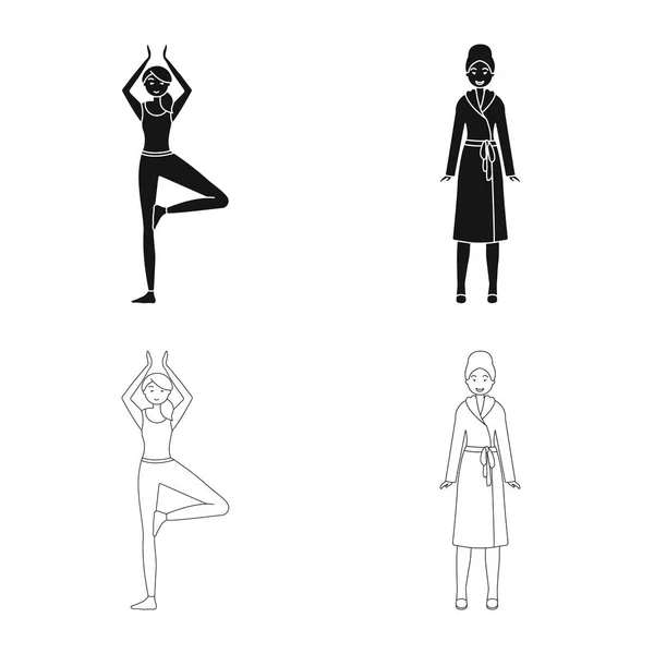 Vector illustration of posture and mood symbol. Collection of posture and female vector icon for stock. — Stock Vector