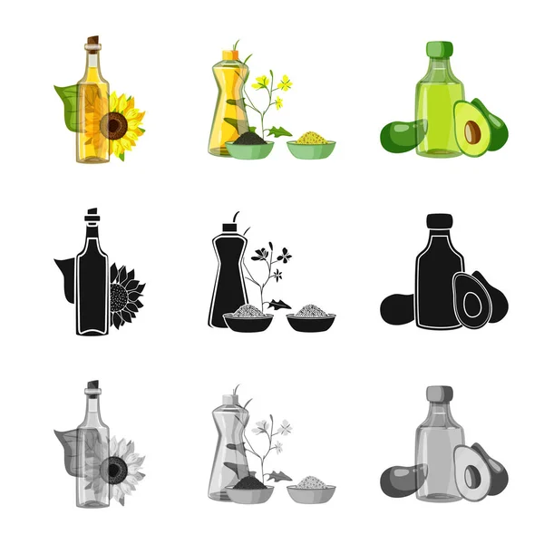 Vector ontwerp van gezonde en plantaardige logo. Collectie van gezonde en landbouw aandelensymbool voor web. — Stockvector