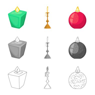 Gevşeme ve alev simgesi yalıtılmış nesne. Gevşeme ve balmumu hisse senedi vektör çizim.