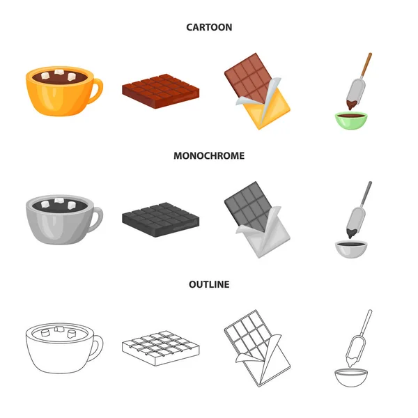 Diseño vectorial de comida y delicioso signo. Conjunto de comida y símbolo de stock marrón para web . — Vector de stock