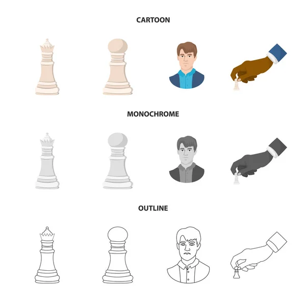 Isolerade objekt för schackmatt och tunn ikon. Samling av schackmatt och målet vektor ikonen för lager. — Stock vektor
