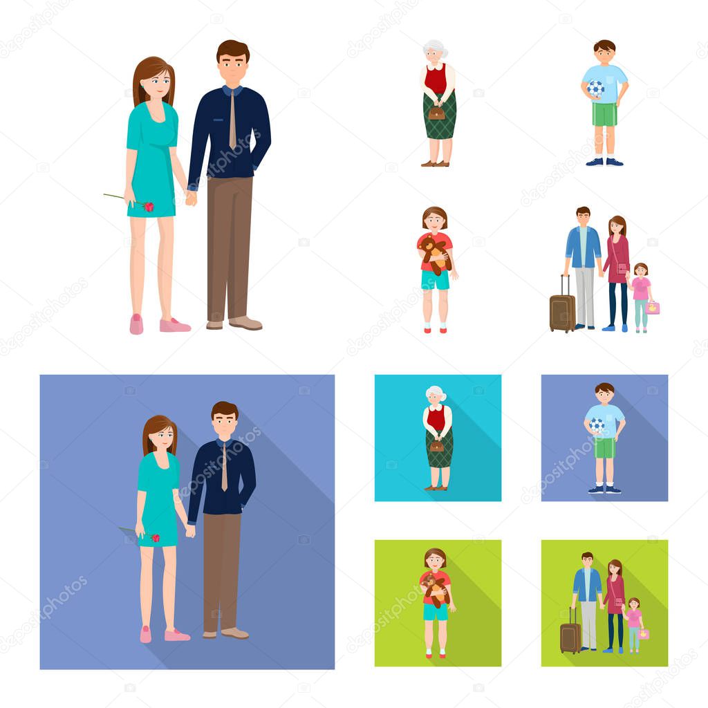 Isolated object of character and avatar logo. Collection of character and portrait stock vector illustration.
