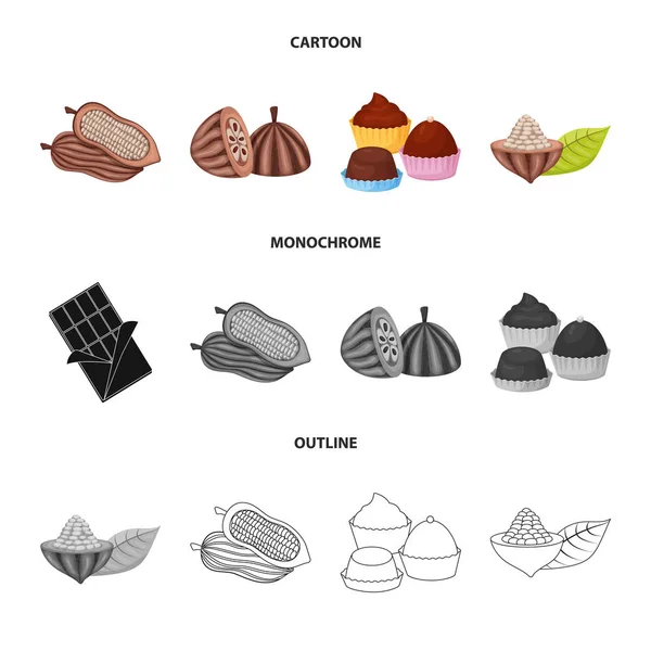 Ilustración vectorial de comida y símbolo delicioso. Colección de alimentos y marrón stock vector ilustración . — Vector de stock