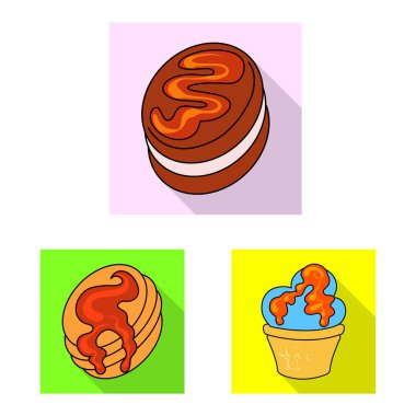 Şekerlemeler ve mutfak simge vektör tasarımı. Şekerlemeler ve web için renkli hisse senedi simgesi.