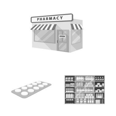 Tıp ve sağlık sembolü vektör tasarımı. İlaç seti ve yardım stok vektör illüstrasyon.