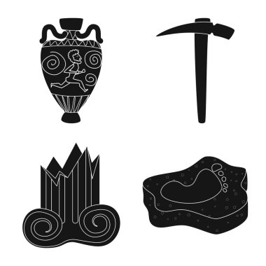 Müze ve öznitelikler simgesinin izole nesne. Web için müze ve tarihi stok sembolü kümesi.