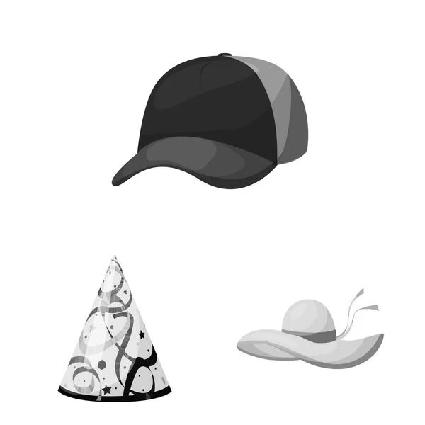 Objet isolé de chapeau et de casque symbole. Collection de chapeau et profession illustration vectorielle de stock . — Image vectorielle