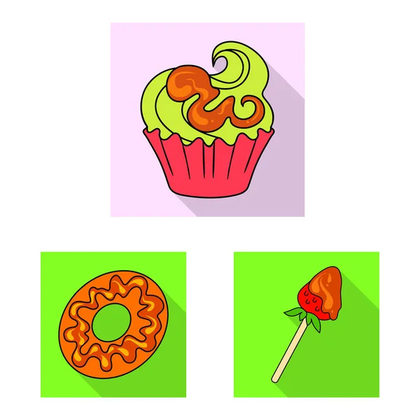 Design vetorial de confeitaria e ícone culinário. Conjunto de confeitaria e símbolo de estoque colorido para web . — Vetor de Stock