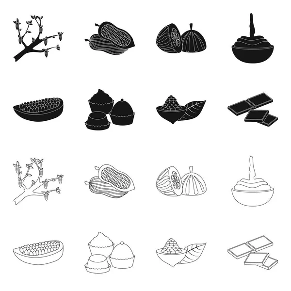 Векторный дизайн продуктов питания и вкусный символ. Коллекция пищевых продуктов и коричневых символов запасов для сети . — стоковый вектор